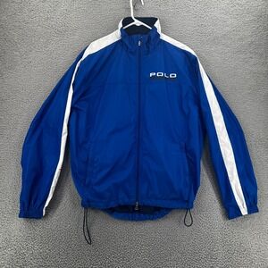 Vintage 90s Polo Ralph Lauren Sport Track Windbreaker Jacket Blue Men Large READ